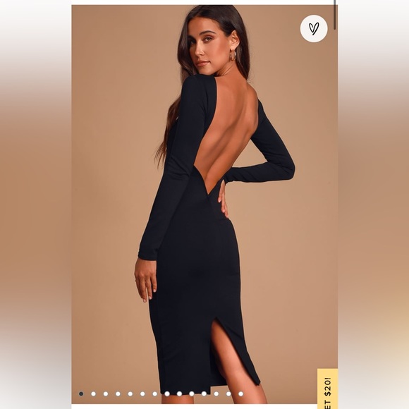 Lulus Long Sleeve Burgundy Backless Midi Dress - Picture 6 of 6